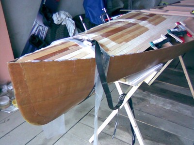 Изготовление каяка: Сборка палубы из реек